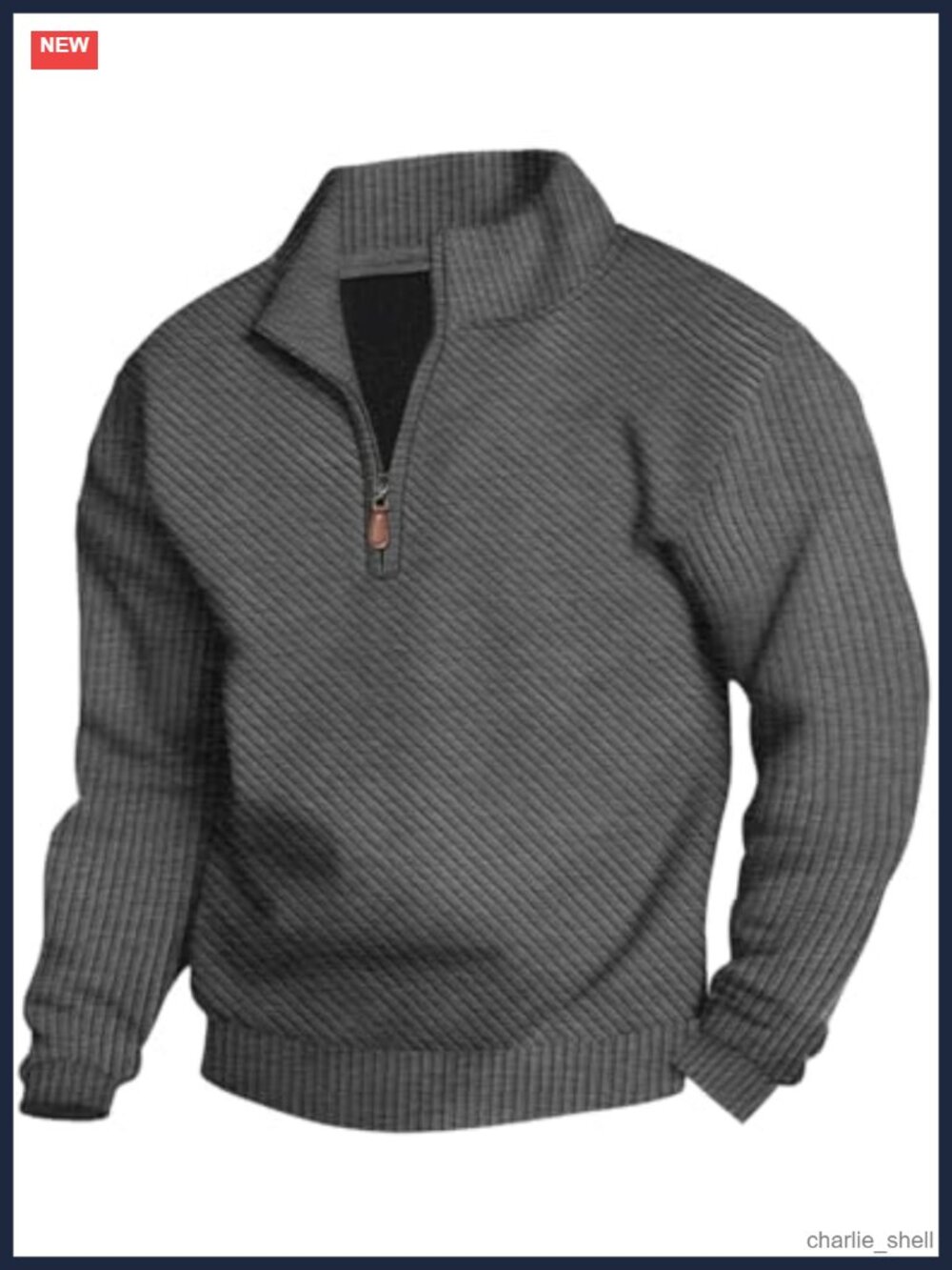 Men's Quarter Zip Pullover Sweater Long Sleeve Stand Collar Casual Sweatshirt